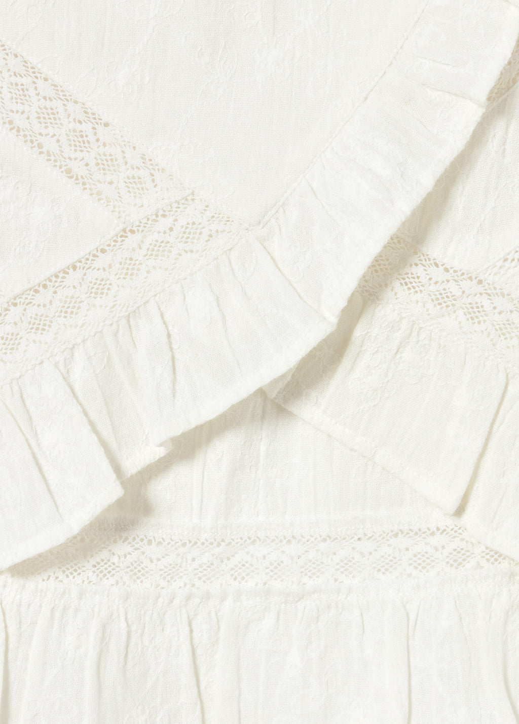 Blouse with lace neckline