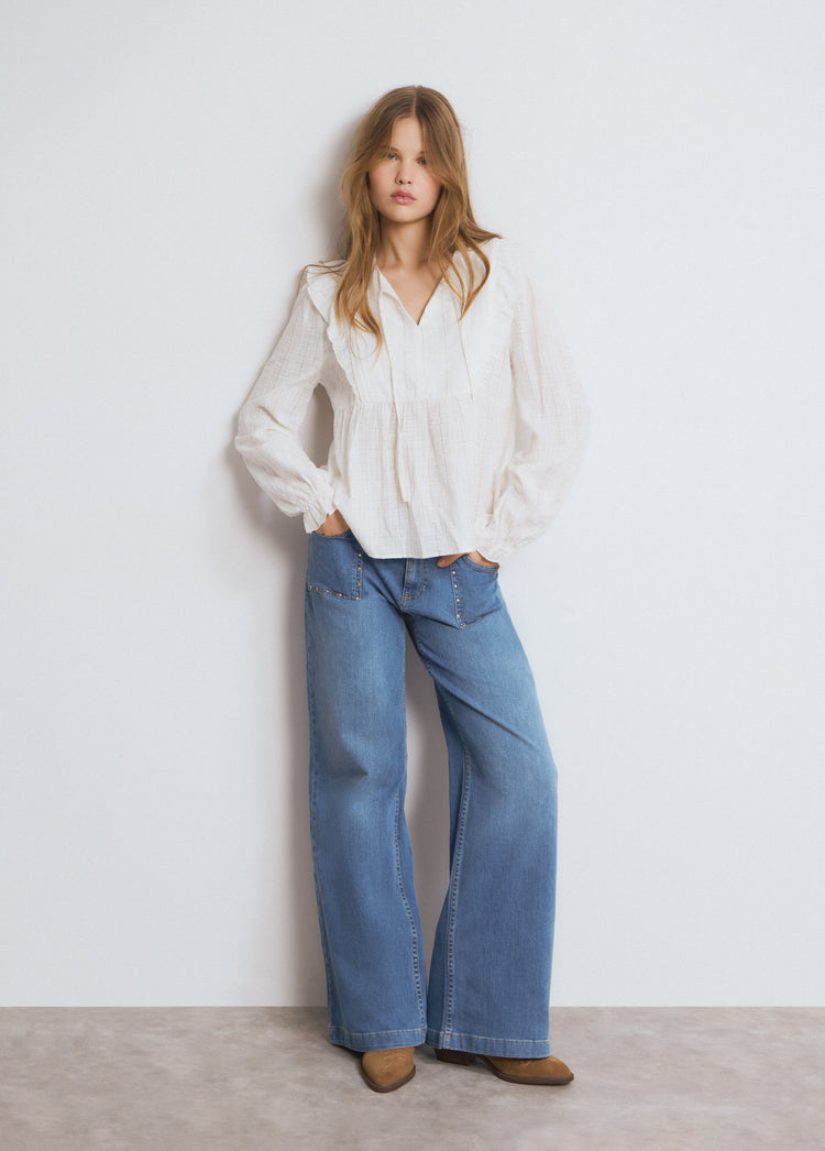 Lurex ruffle blouse