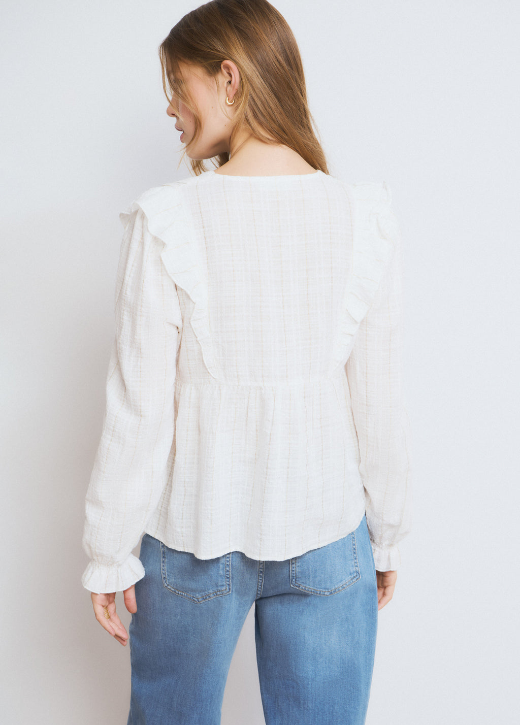 Lurex ruffle blouse