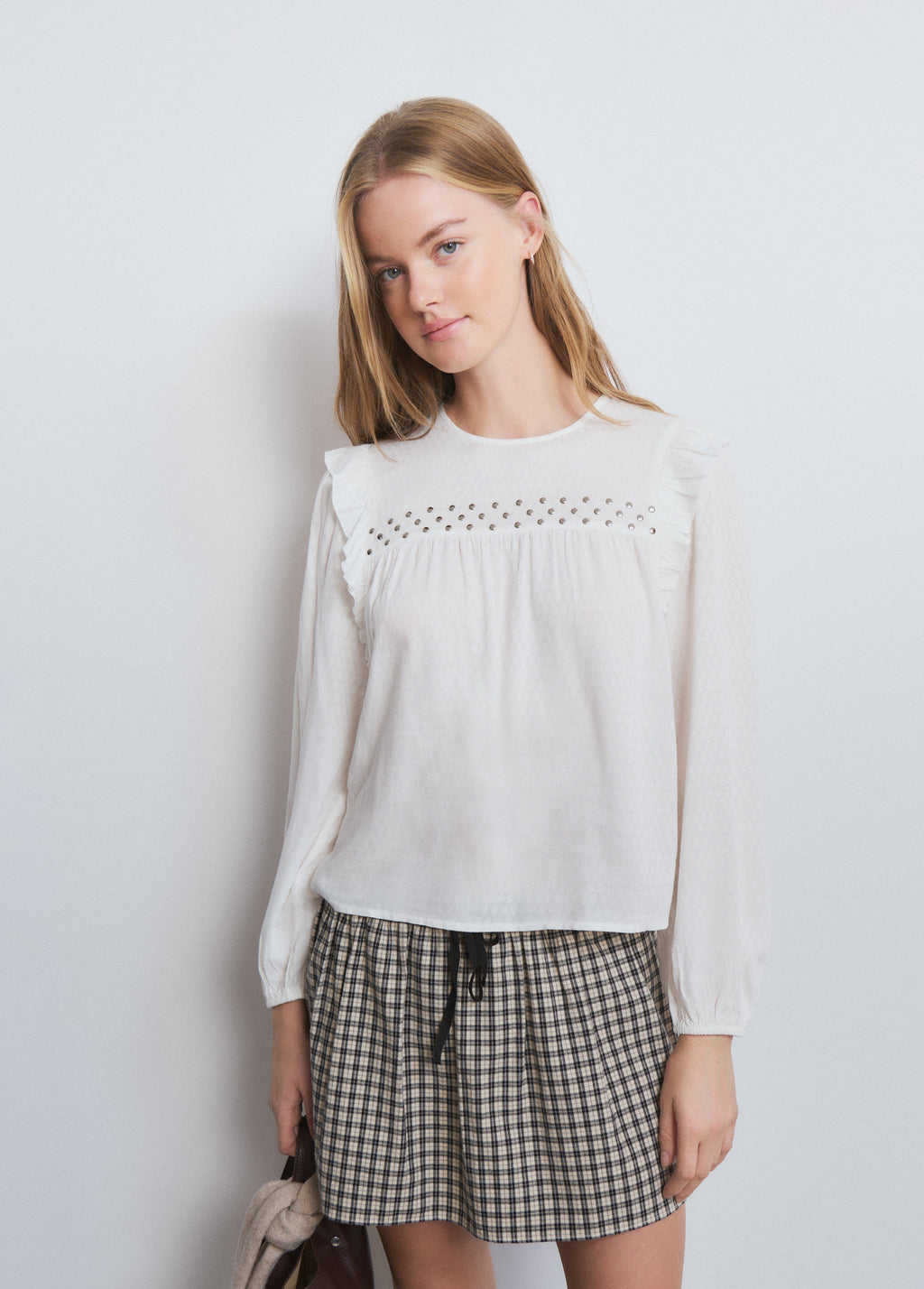 Ruffle blouse with studs