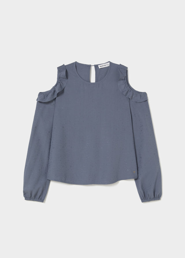 Cut-out blouse with ruffles