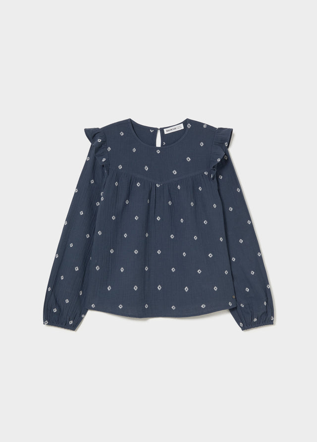 Double-layer blouse with embroidery