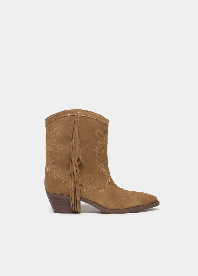 Botí cowboy de cuir amb serrells