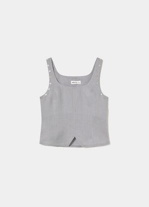 Linen top with button details