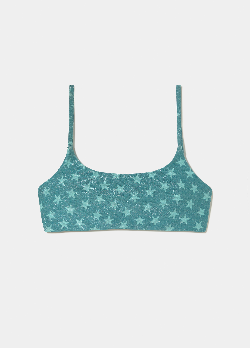 Bandeau strap top metallic thread stars