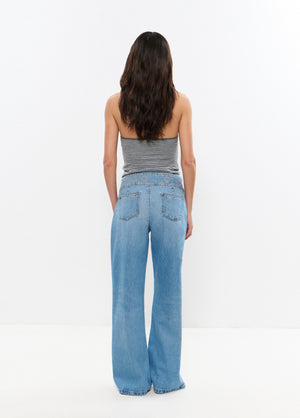 Jeans cinturilla ancha bordada