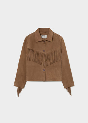 Suede leather jacket with fringes