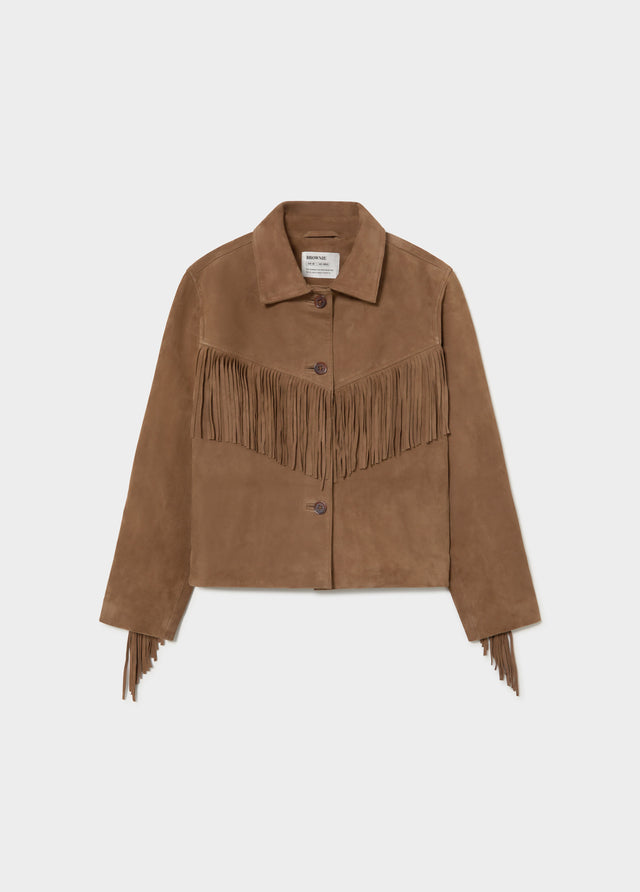 Suede leather jacket with fringes