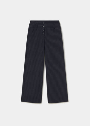 Broek met brede taille en strepen