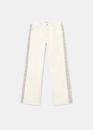Pants with side embroidery