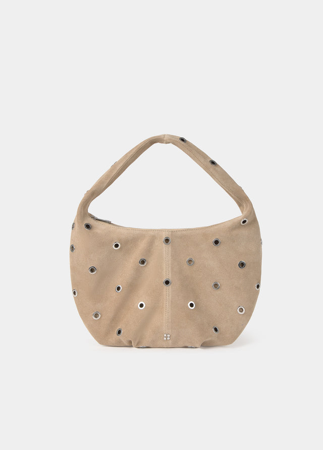 Large leather studded bag