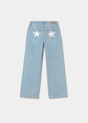 Jeans 5 tasche con patch a stella