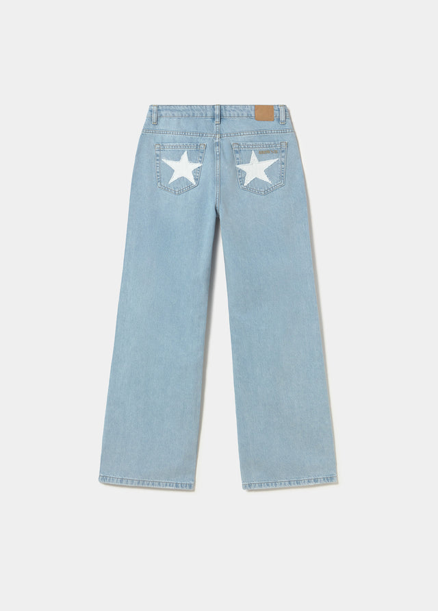 Jeans 5 tasche con patch a stella