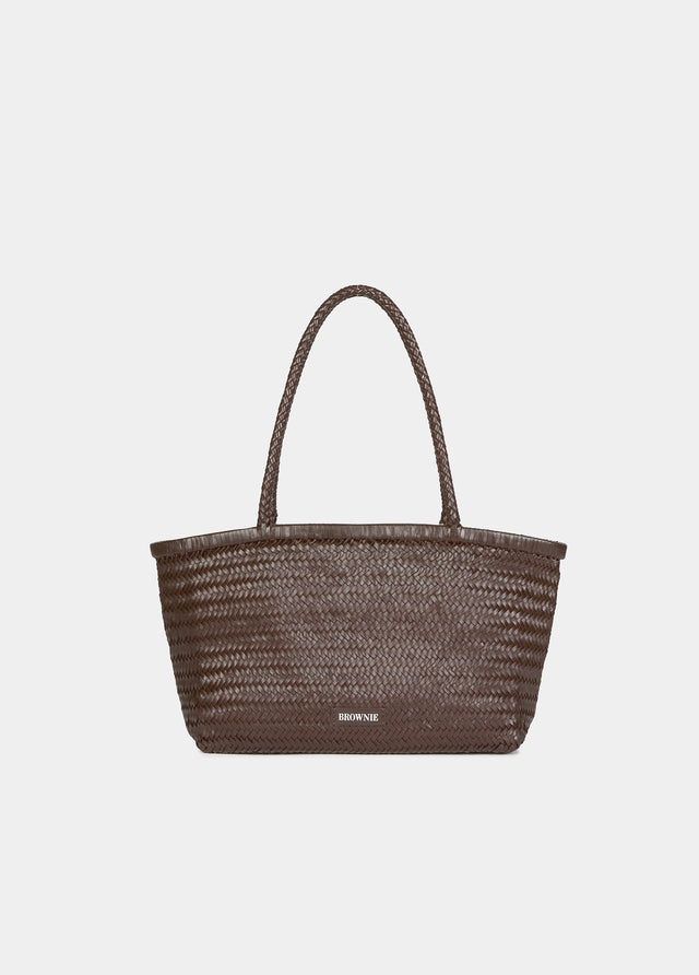 Braided leather shopper bag