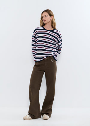 Relaxed Fit Hose mit Nieten und umgeschlagenem Saum