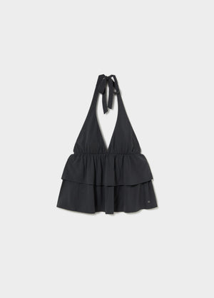 Multilayer ruffle halter top