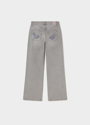 Straight jeans with glitter wings