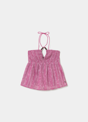 Halter lurex striped top