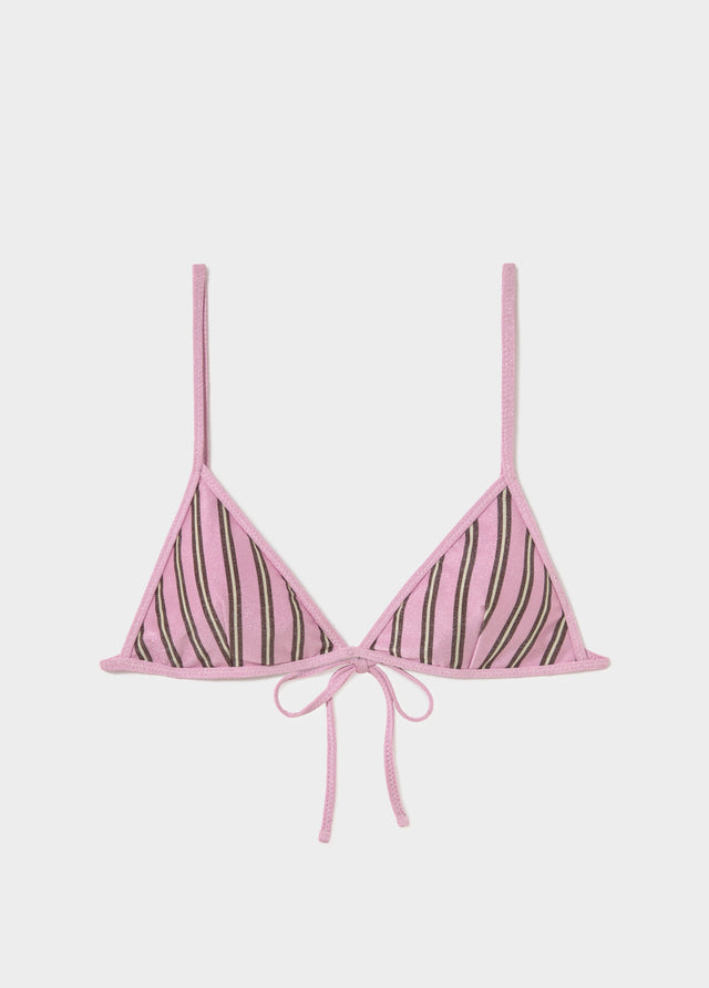 Top de bikini com risca e lurex