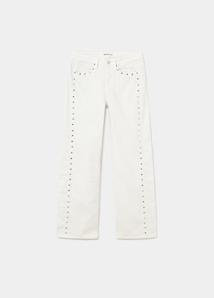 Pantaloni con pezzo laterale e borchie