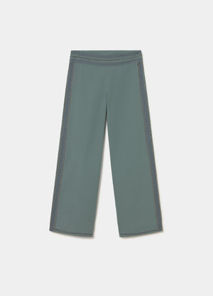 Long pants with embroidered waistband
