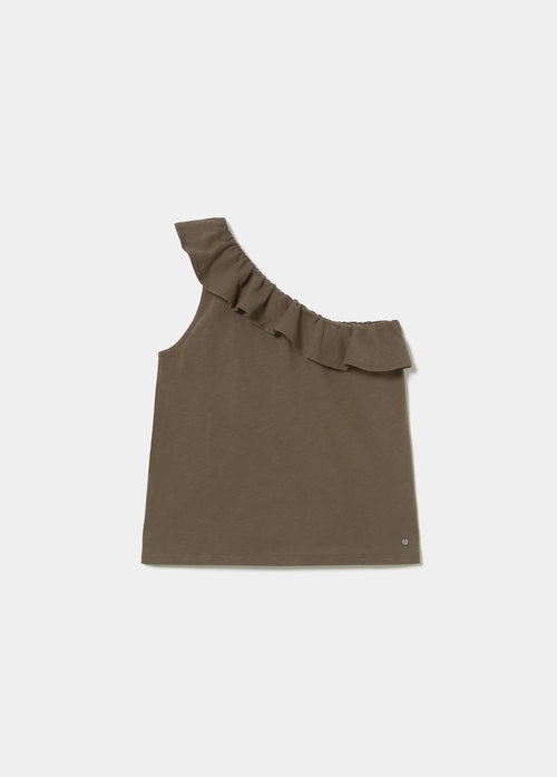Asymmetrisches T-Shirt mit Volant