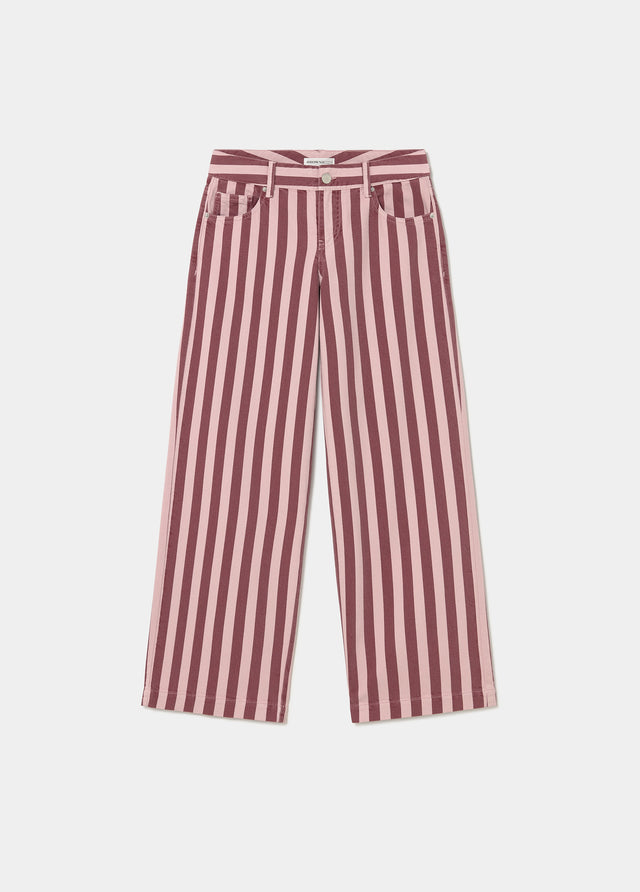 Striped printed straight pants