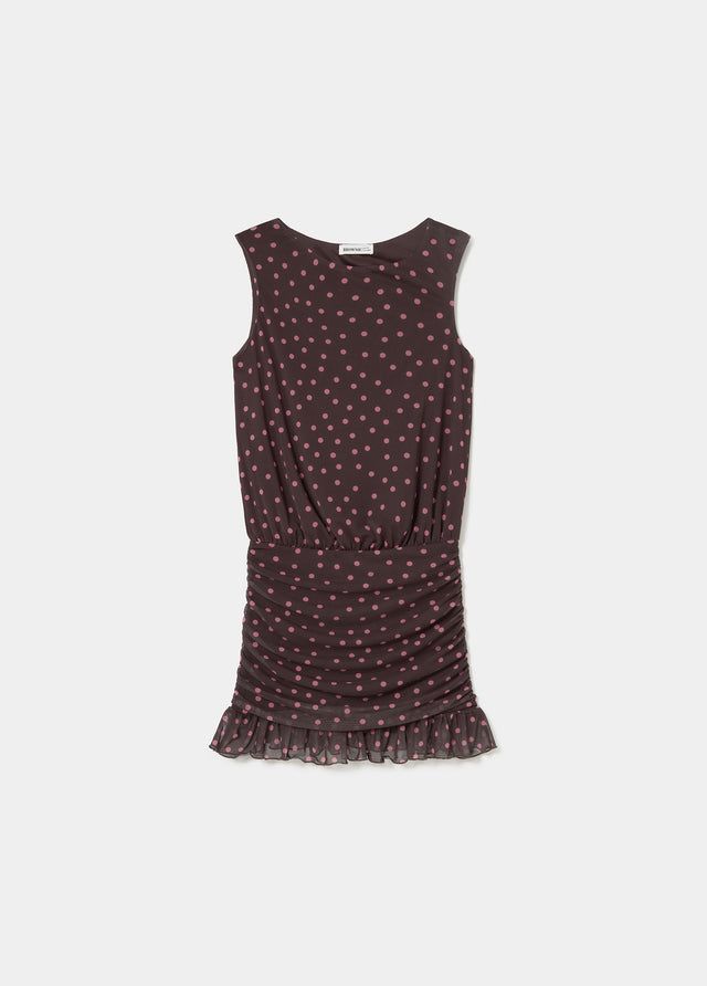 Robe drapée à pois