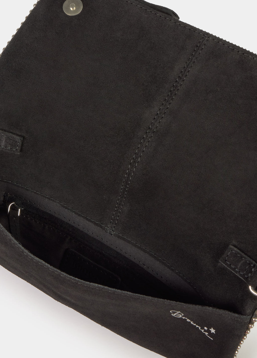 Tas met klep en suède bolletjes