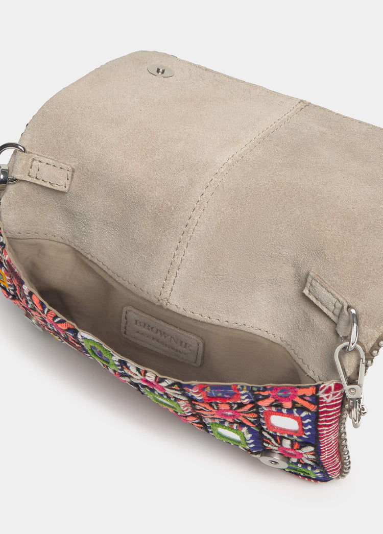 Flap Bag with Mirrors and Beads