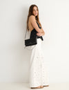 Studded flap bag
