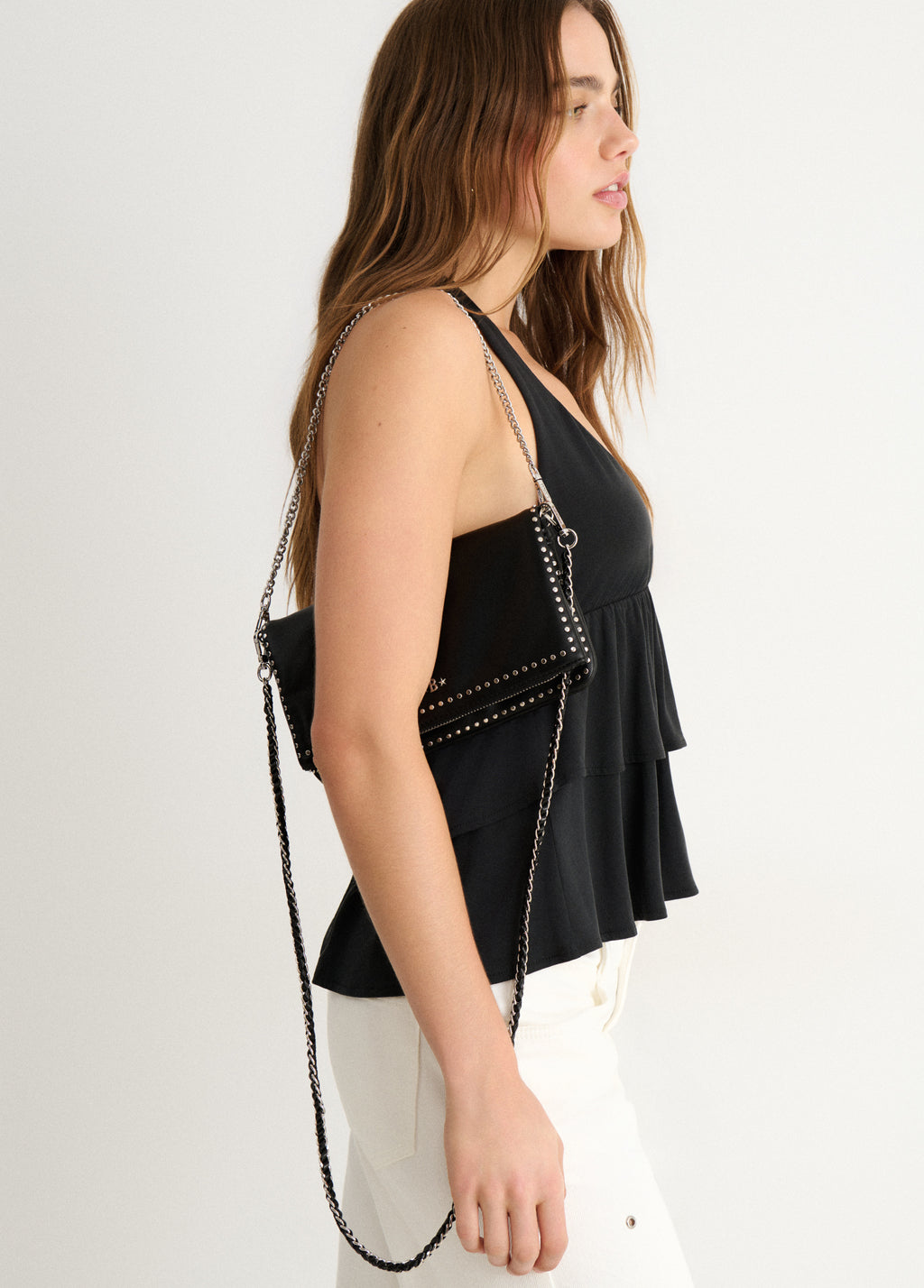 Studded flap bag