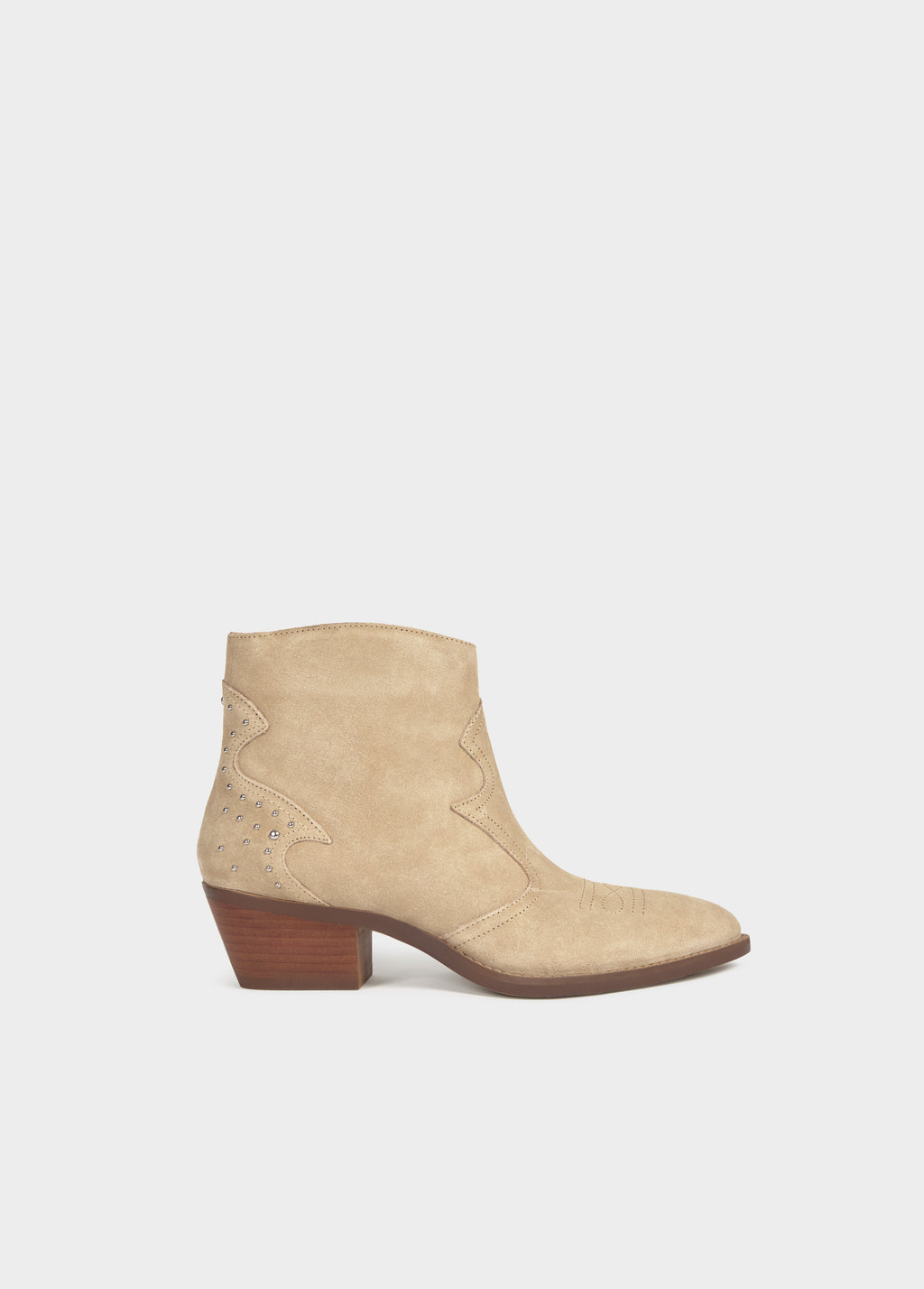 Leather camper ankle boots with studs