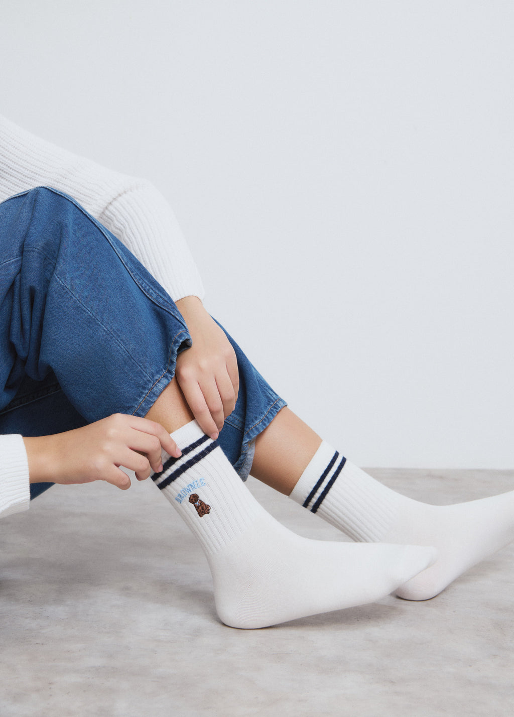 Chaussette brodée chien