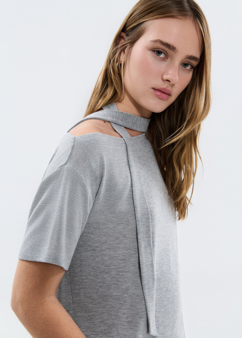 Asymmetric scarf t-shirt