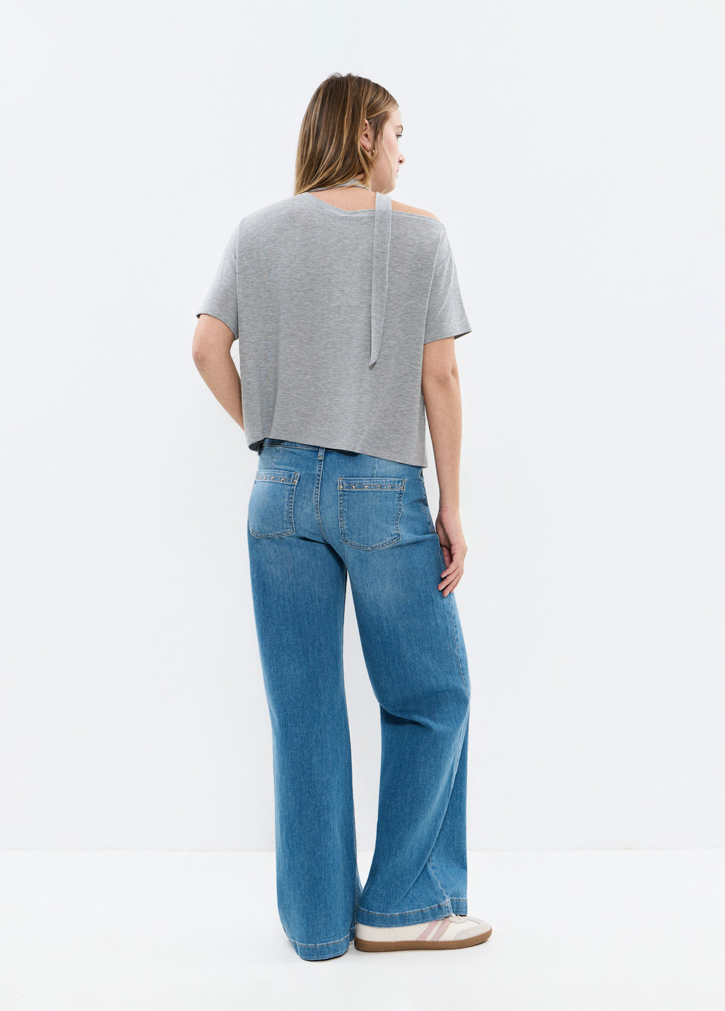 Asymmetric scarf t-shirt