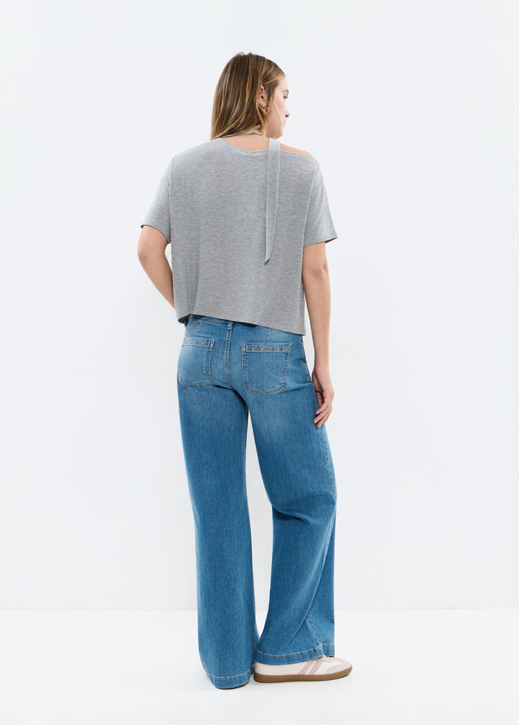 Asymmetric scarf t-shirt