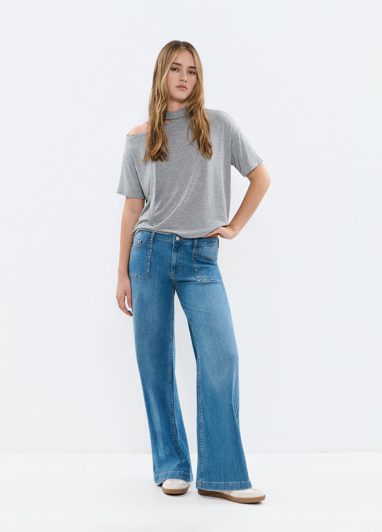 Asymmetric scarf t-shirt