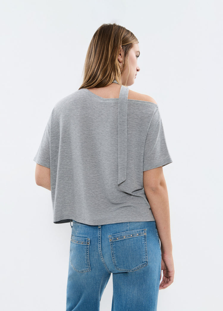 Asymmetric scarf t-shirt