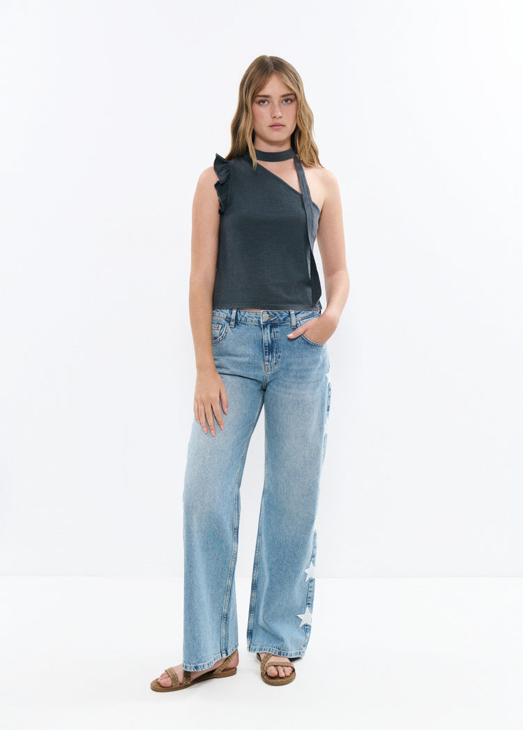 Asymmetrical ruffle t-shirt