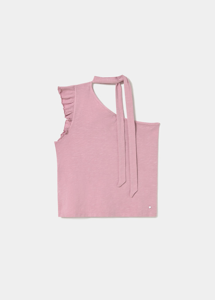 Asymmetrical ruffle t-shirt