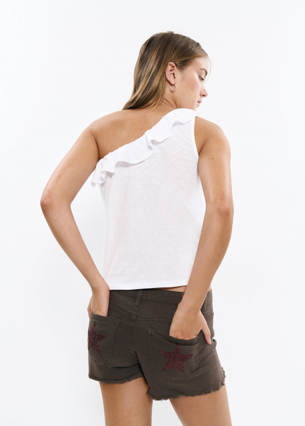 Asymmetrical ruffle t-shirt