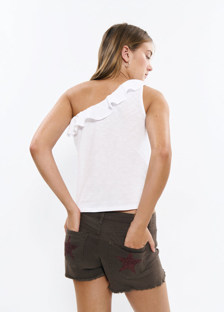 Asymmetrical ruffle t-shirt