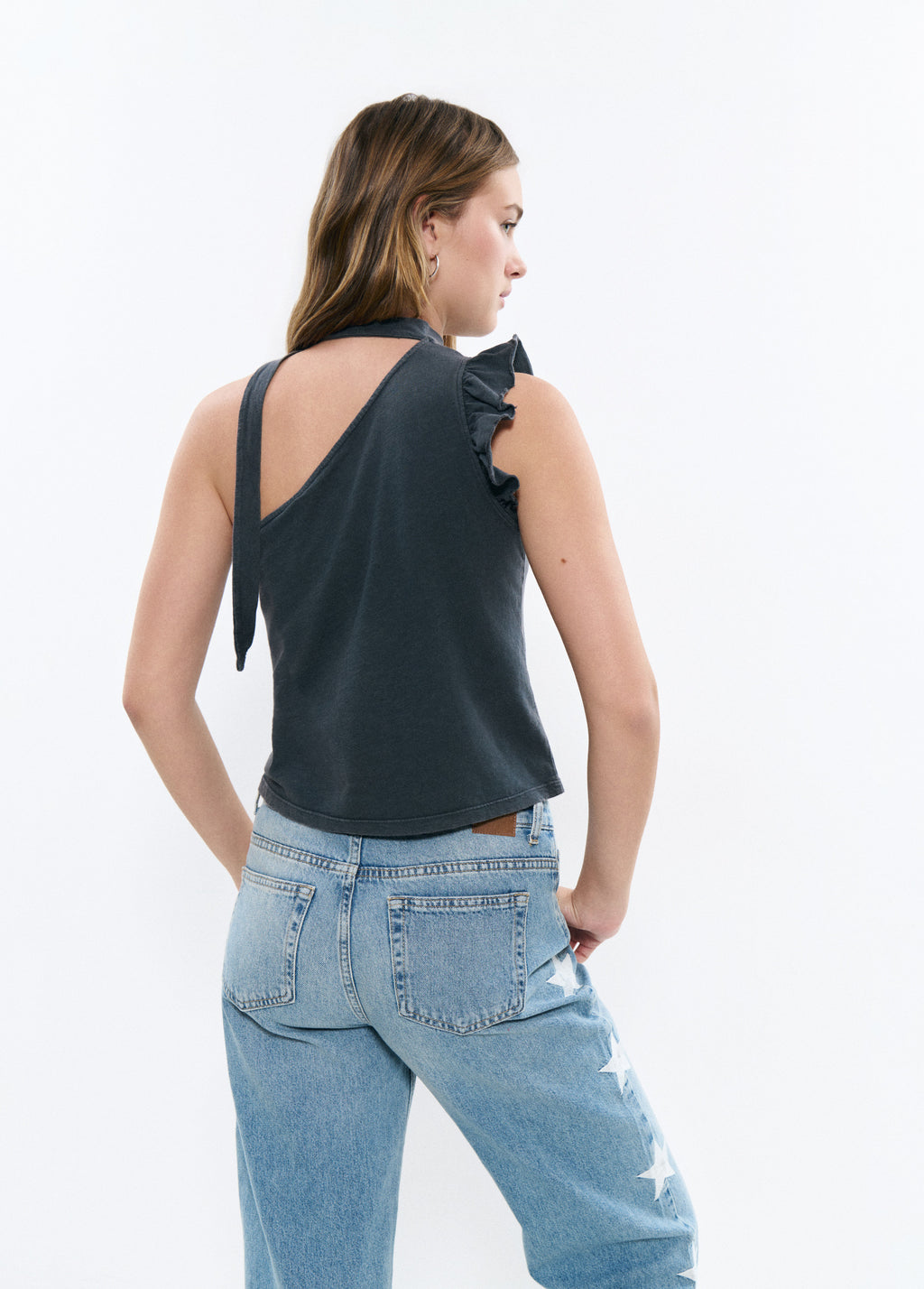 Asymmetrical ruffle t-shirt