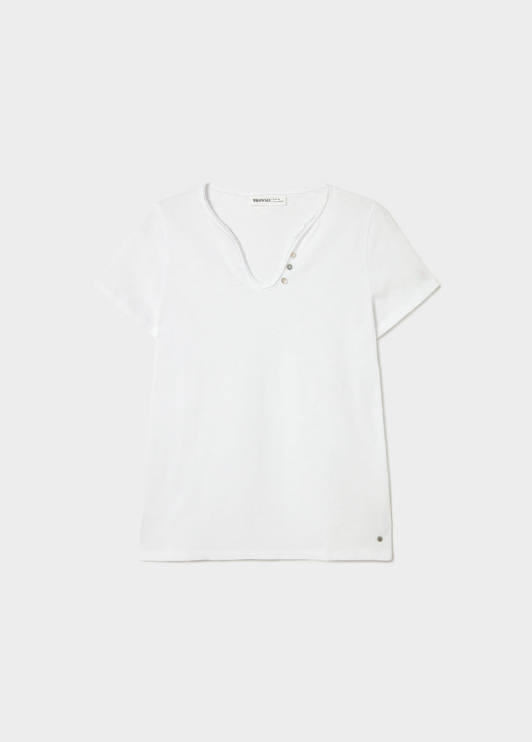 Cotton t-shirt with buttons