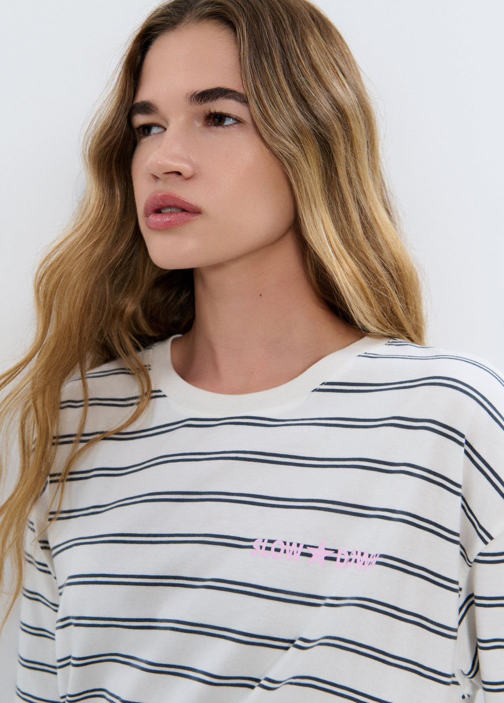 T-Shirt mit Streifen und Print  