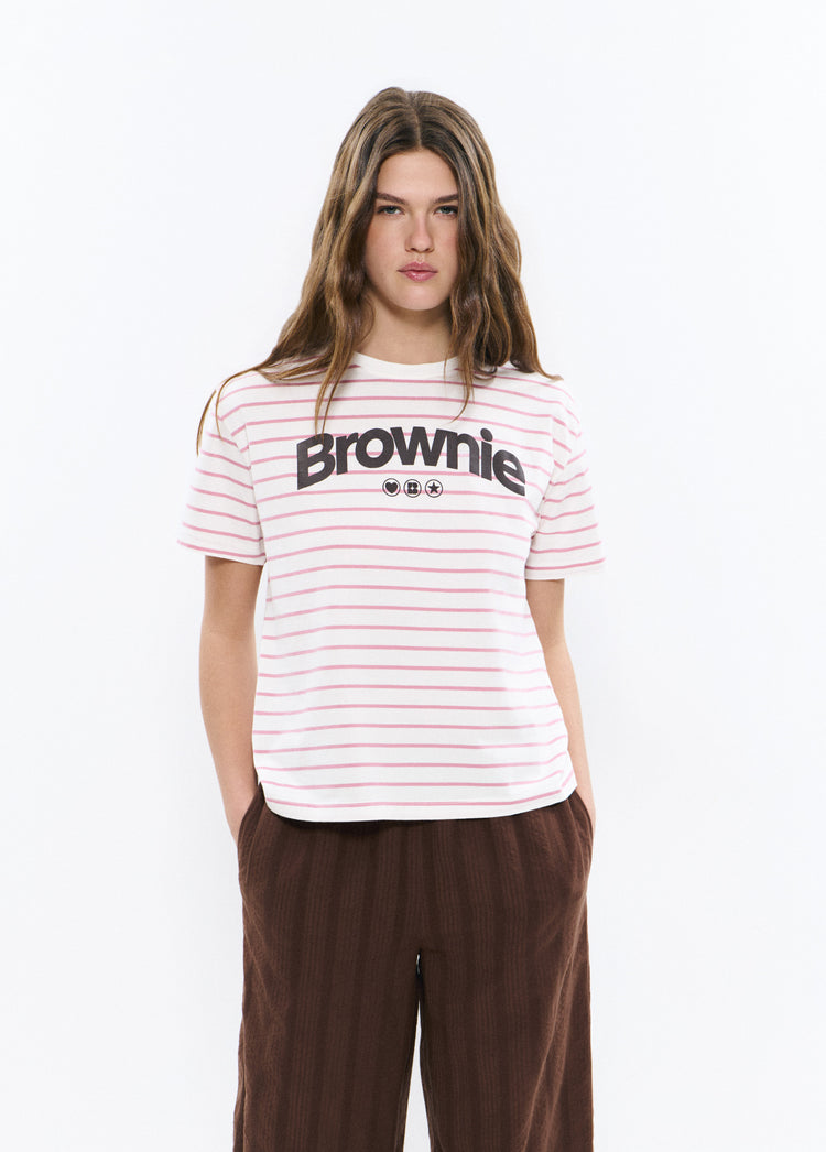 Printed woven stripe t-shirt