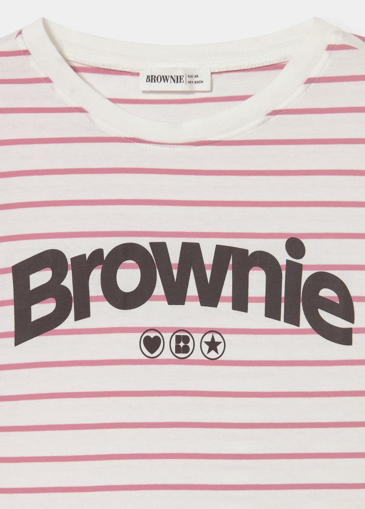 Printed woven stripe t-shirt