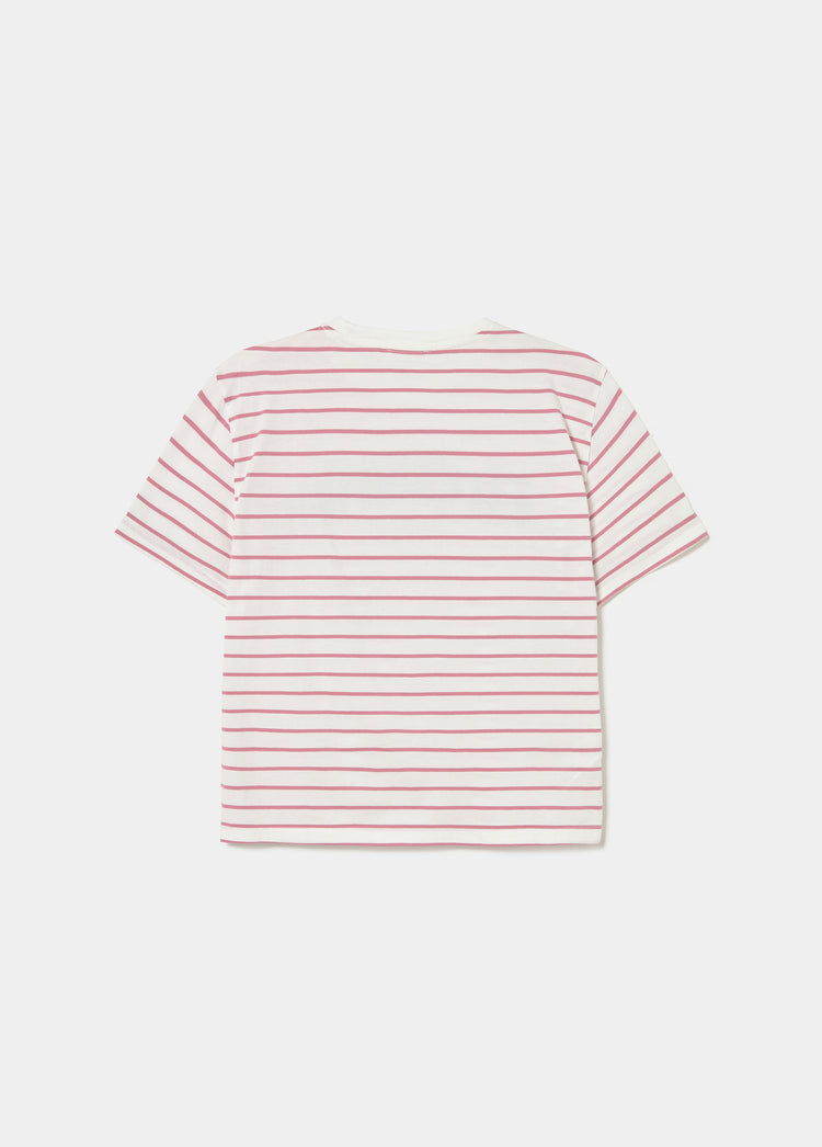 Printed woven stripe t-shirt
