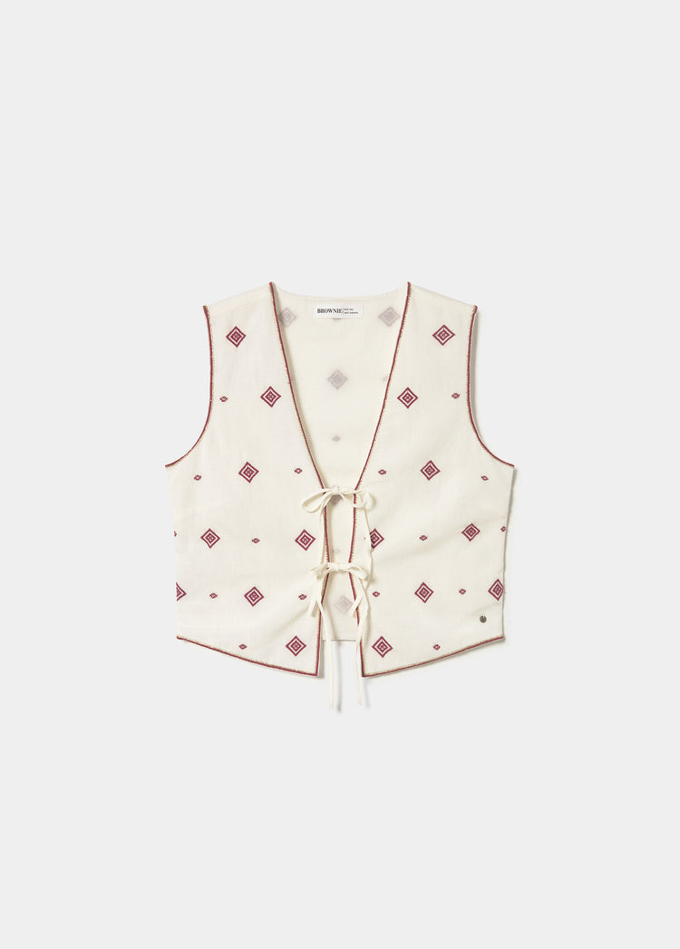Embroidered border vest